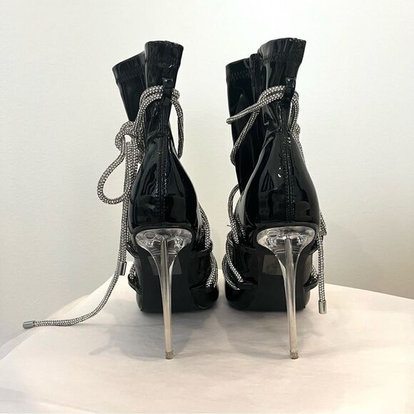Azalea Wang Dripping‎ in Diamonds Patent Leather Booties Size 9, New without box - Picture 9 of 12
